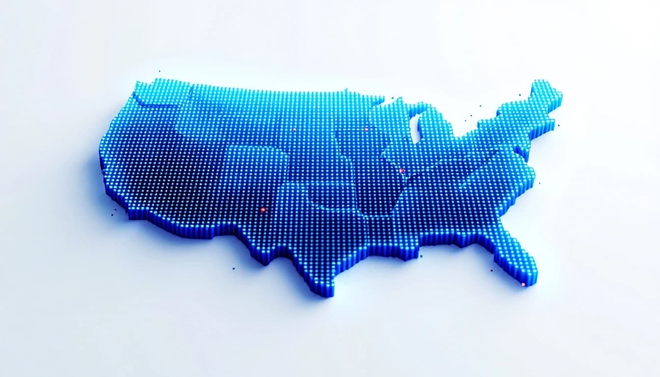 Map of the United States rendered in data points